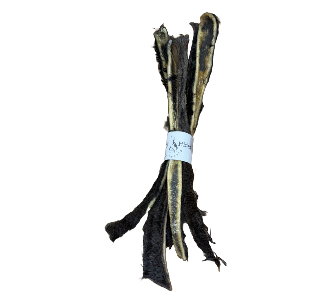 all natural, single ingredient, hair on cowhide, dental, stick chews